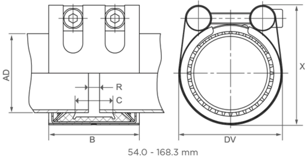 STRAUB-GRIP   54,0  EPDM   Edelstahlverschluss